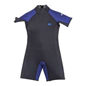 Dark Lightning 3/2 mm Kids Short-Sleeved Wetsuit Black Blue Boy Girl Size XL 12